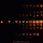 A.T.TIPSCAST Logo with orange Matrix-like theme