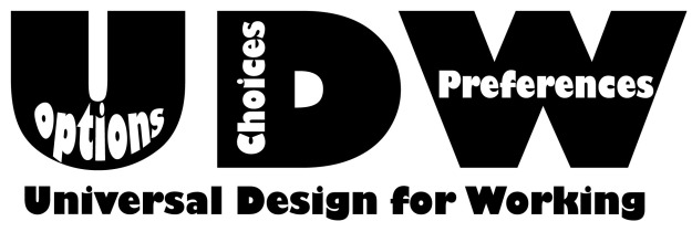 Universal Design for Working below the abbreviation UDW with the words options, choices and preference built in