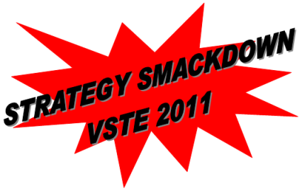 Visual of the text "Strategy Smackdown VSTE 2011" over a red starburst
