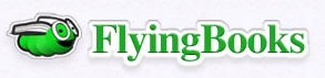 Flying Books logo (green book worm)