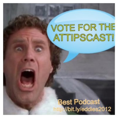 Buddy the Elf screaming to vote for the A.T.TIPSCAST